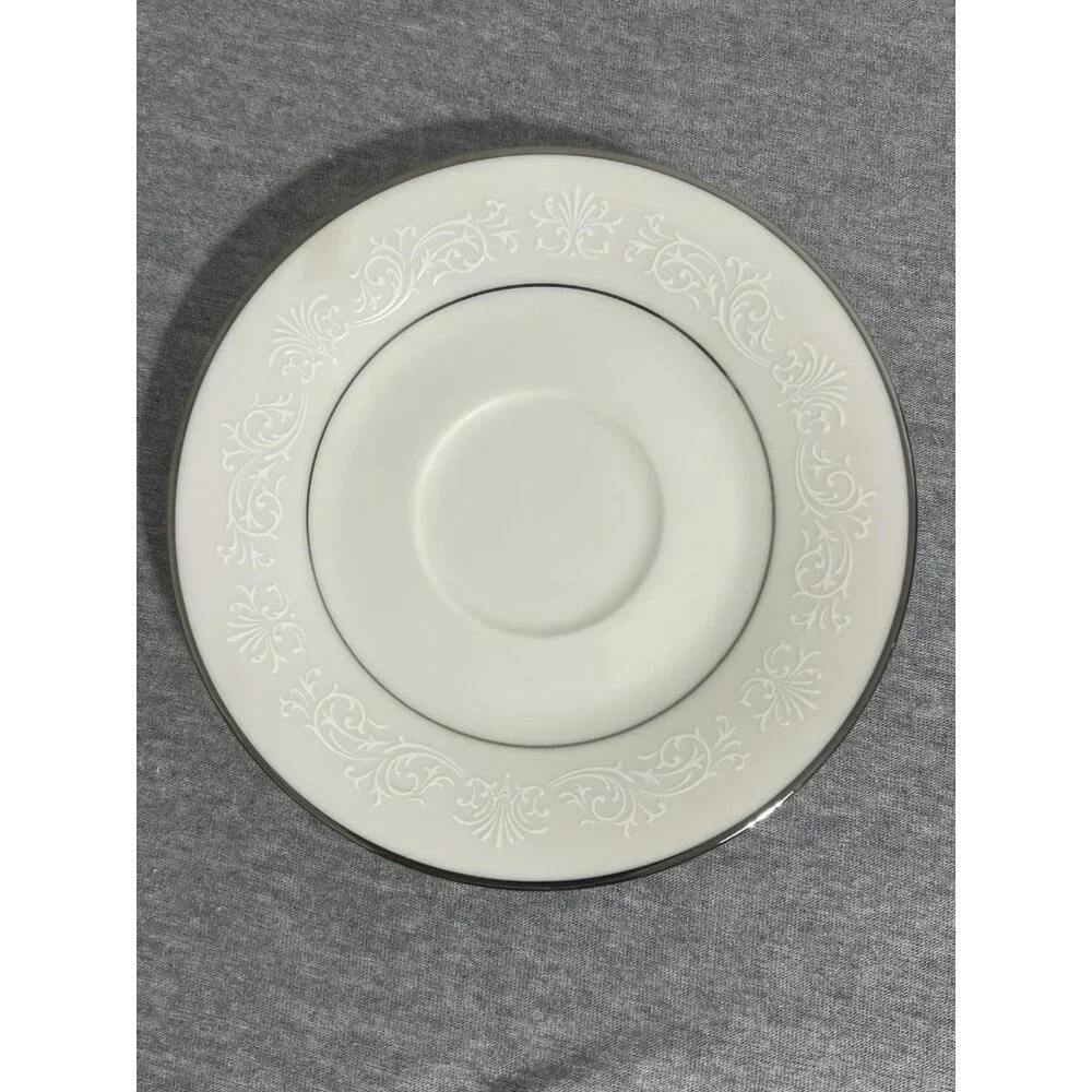 Vintage‎ Noritake Ivory China Marseille 7550 Saucers Set of 4 Floral Trim Silver